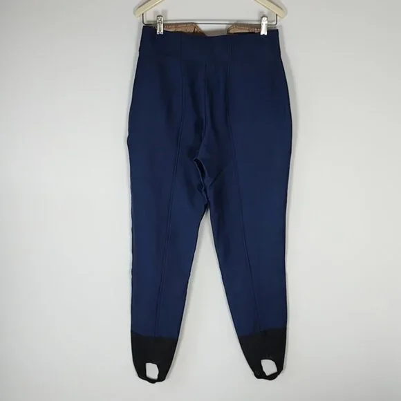 Vintage Descente Ski/Snow Pants High Waist Stirrups Navy Blue/Black Size 12 - Picture 3 of 11